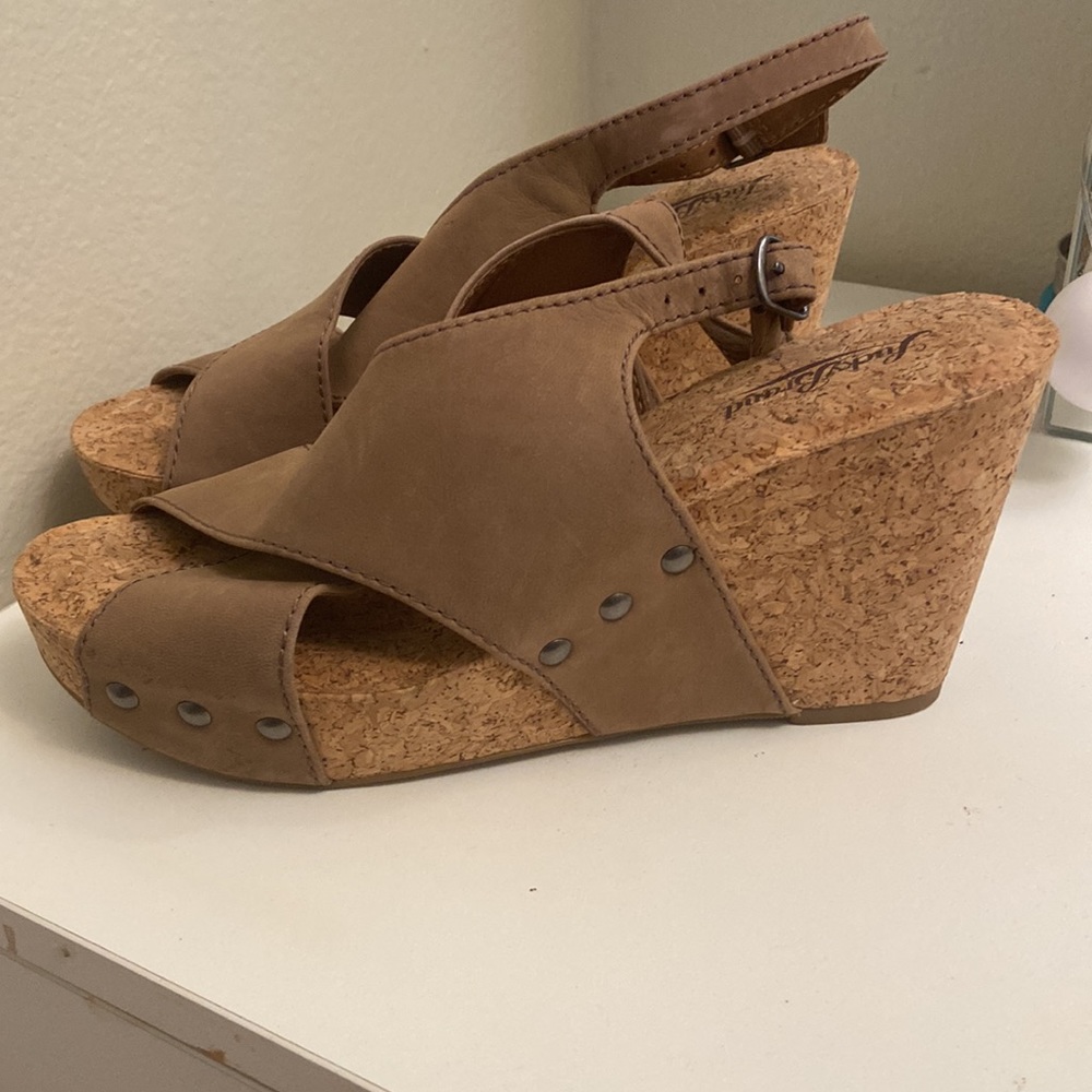 Lucky Brand Minari Cork Wedges sz 8
